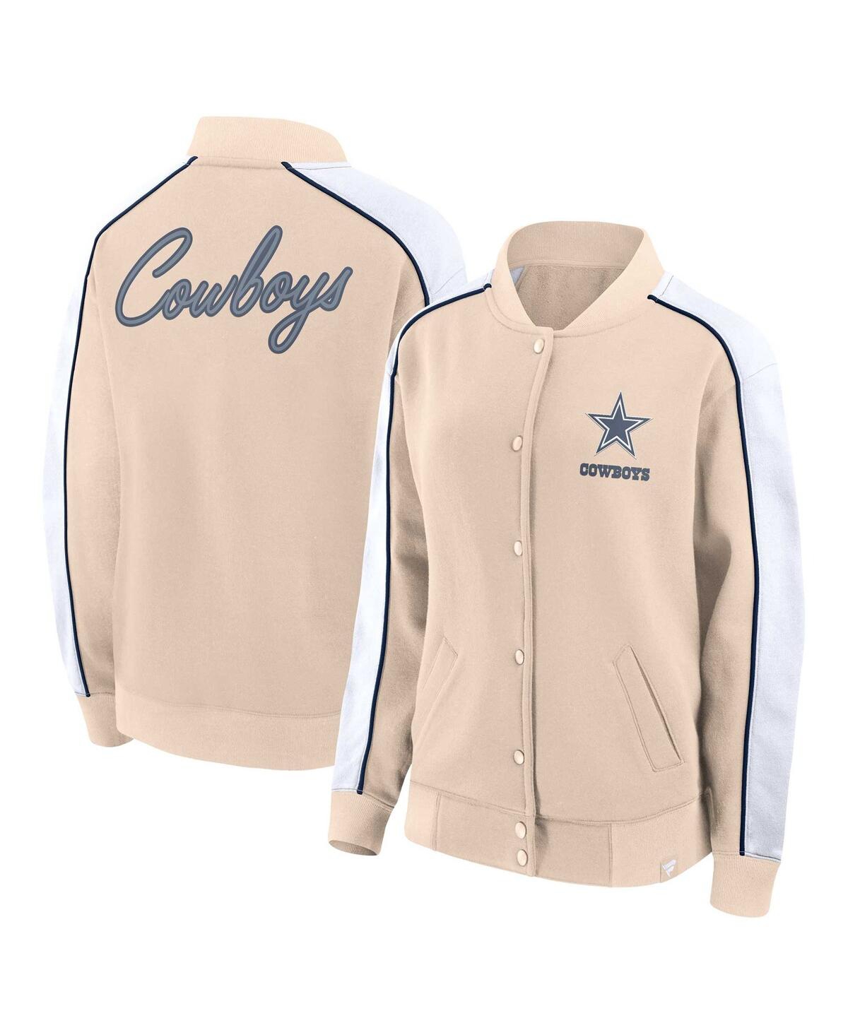 Women's Fanatics Tan Dallas Cowboys Lounge Full-Snap Varsity Jacket - Tan