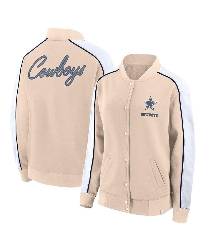 Fanatics Women's Tan Dallas Cowboys Lounge Full-Snap Varsity Jacket ...