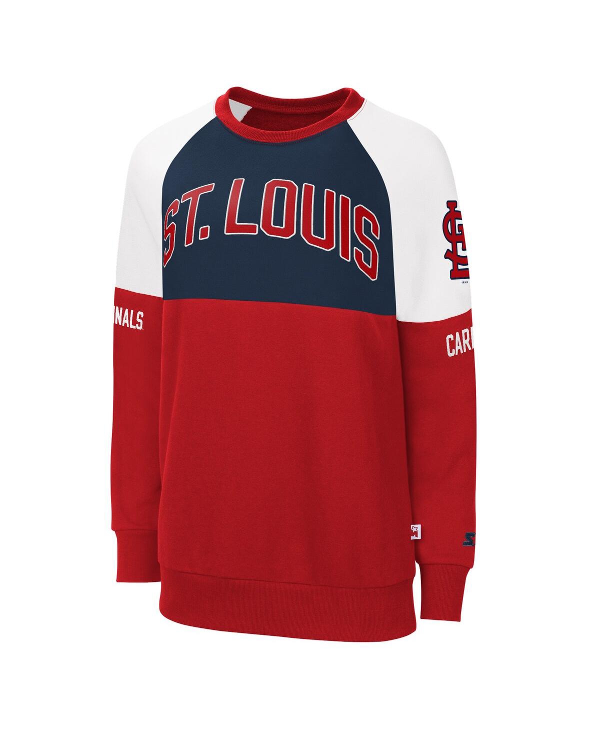 Women's Starter Red, Navy St. Louis Cardinals Baseline Raglan Pullover Sweatshirt - Red, Navy