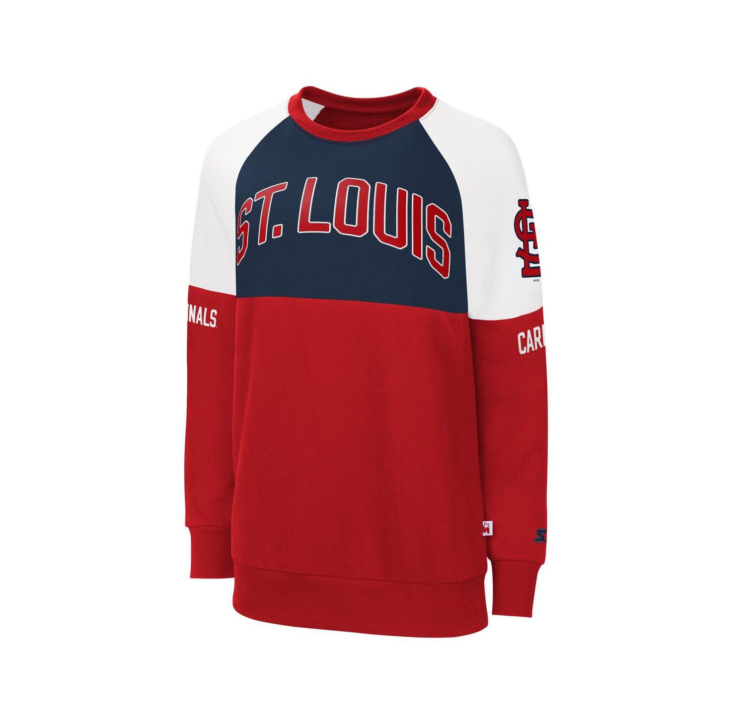 Women's Red, Navy St. Louis Cardinals Baseline Raglan Pullover Sweatshirt