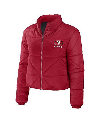 WEAR by Erin Andrews Women's Scarlet San Francisco 49ers Cropped Puffer  Full-Zip Jacket - Macy's