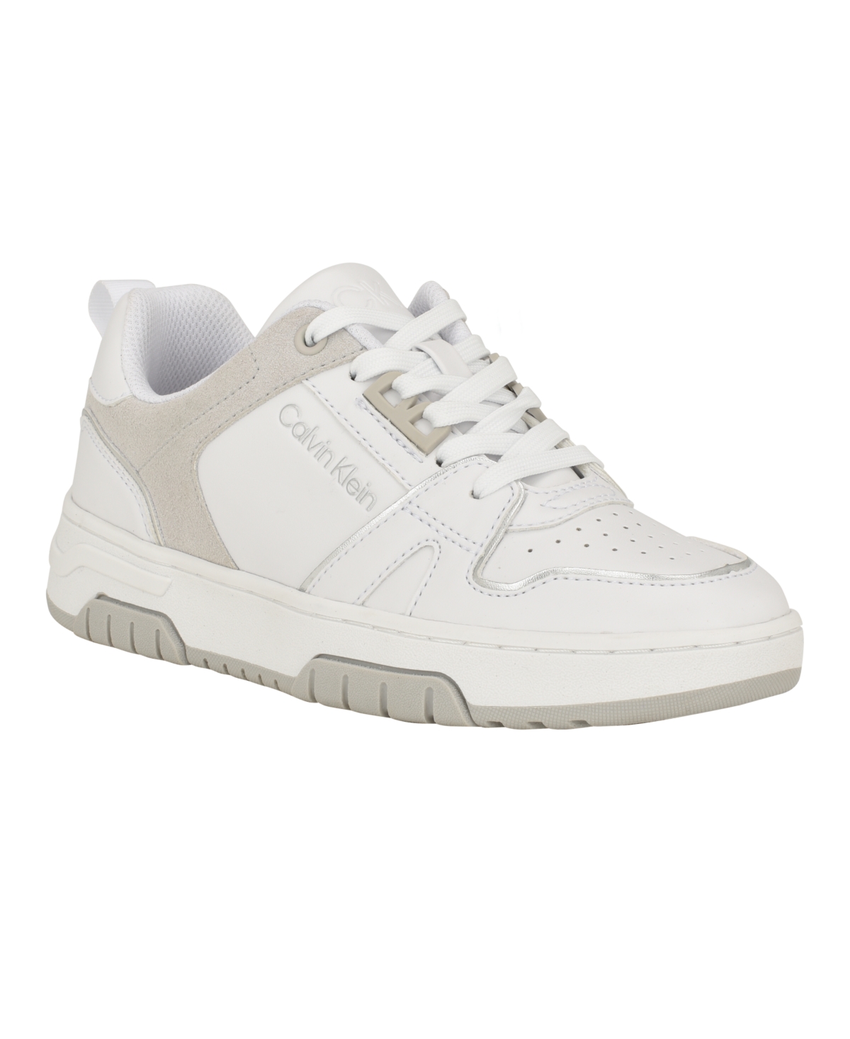 Women's Stellha Lace-Up Round Toe Casual Sneakers - White, Gray- Manmade