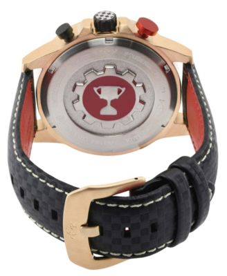 Men's Scuderia Black Italian Leather Watch 45mm