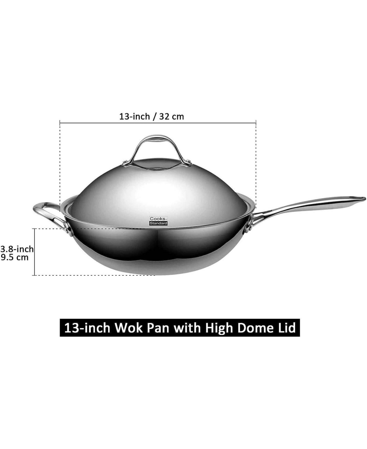 Cooks Standard Wok Multi-Ply Clad Stir Fry Pan, with High Dome lid, Silver