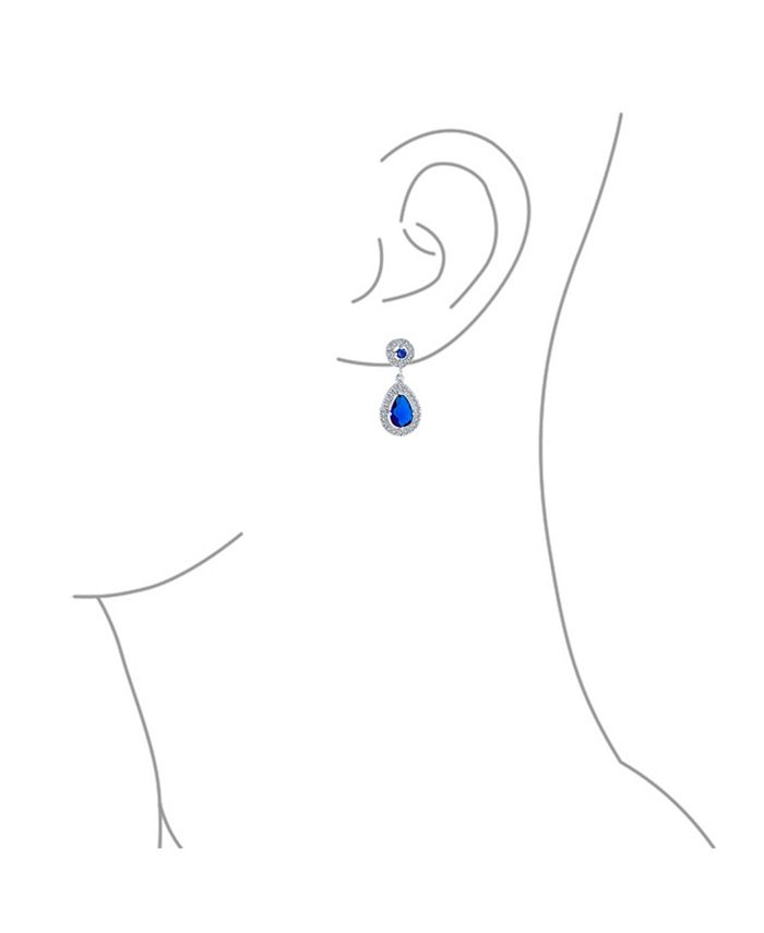Bling Jewelry Fashion Blue CZ Halo Teardrop Drop Earrings For Women For ...
