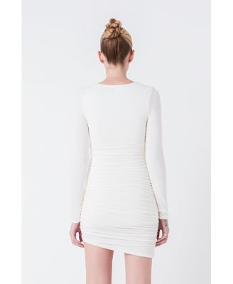 Women's Ruched Long Sleeve Mini Dress