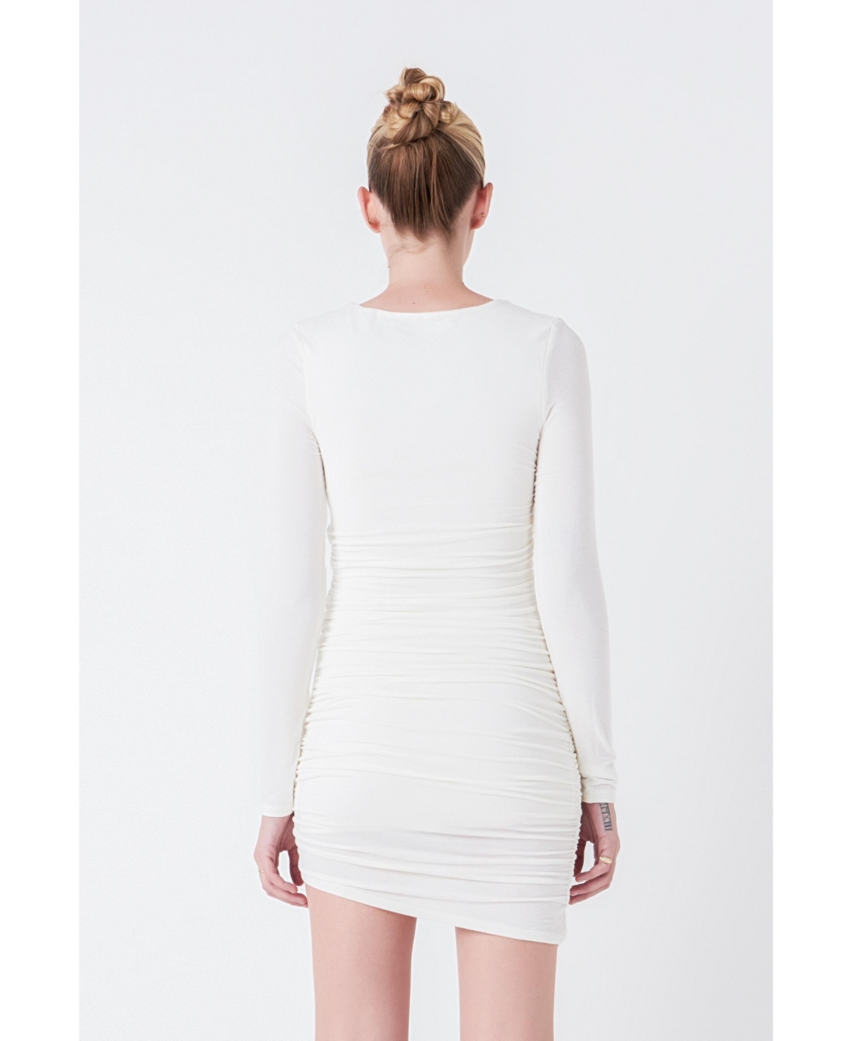 Women's Ruched Long Sleeve Mini Dress