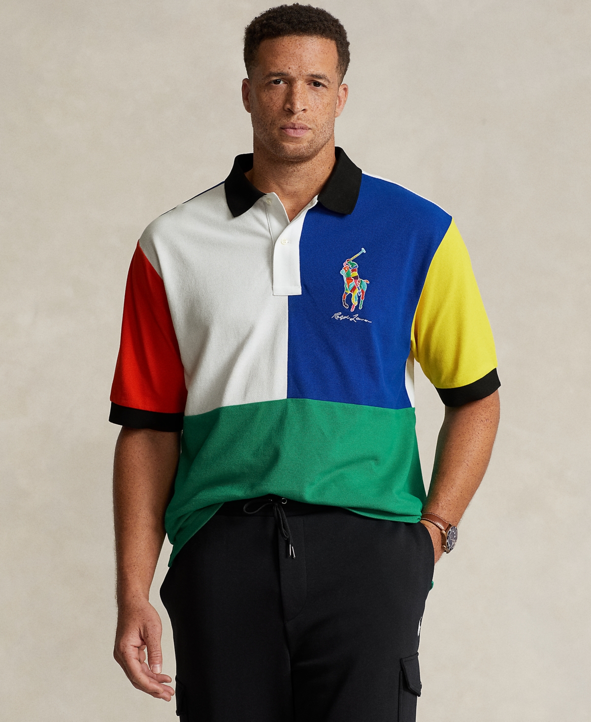 Polo Ralph Lauren Men's Big & Tall Colorblocked Polo Shirt In Billiard Multi