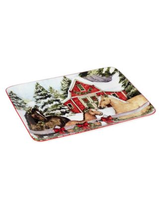 Homestead Christmas Rectangular Platter, 16" x 12"