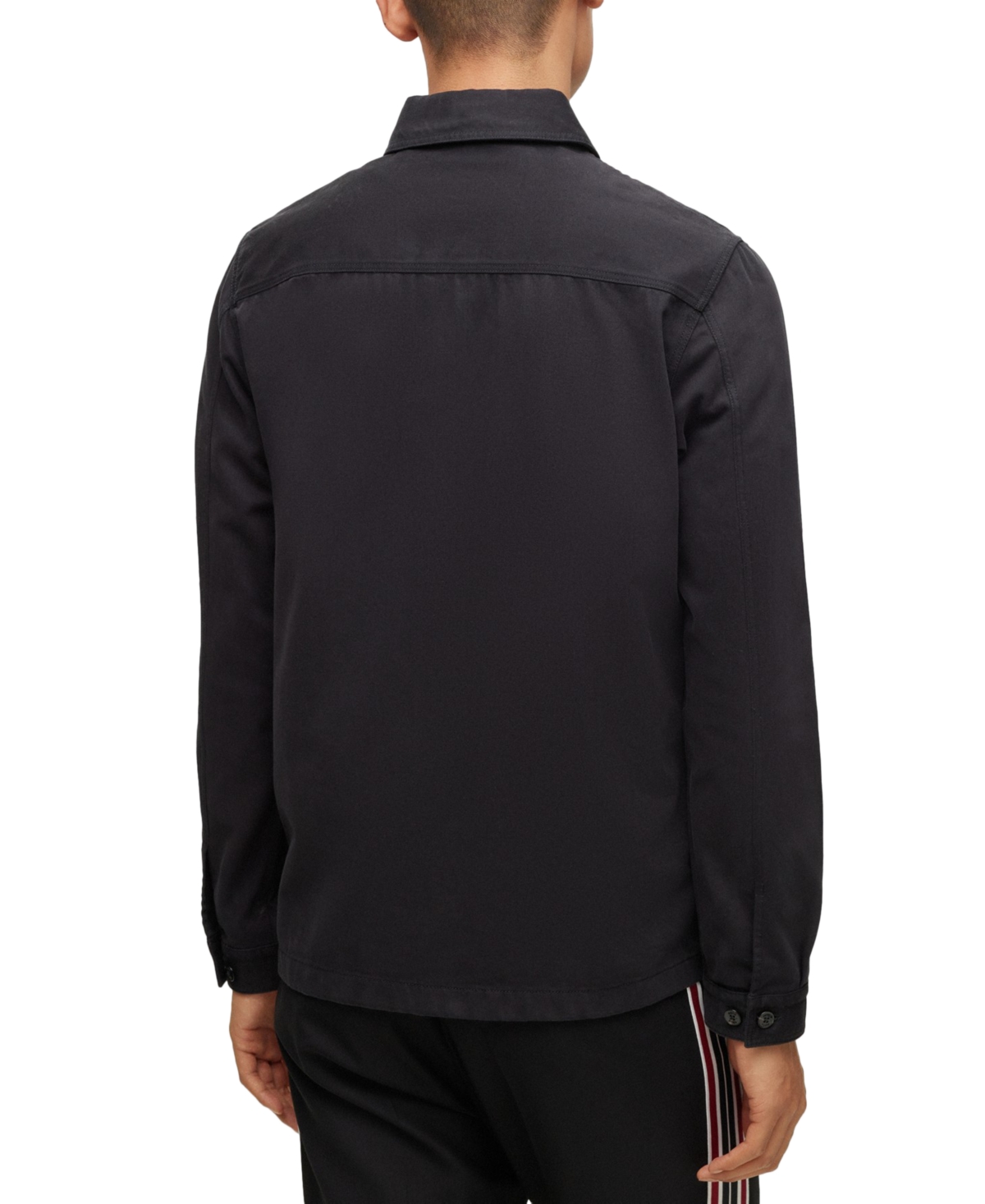 Hugo Boss Oversize-fit Overshirt In Cotton Gabardine In Black