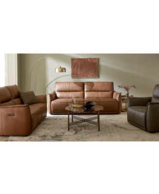 Macy's Polner Leather Sofa Collection Created For Macys In Russet