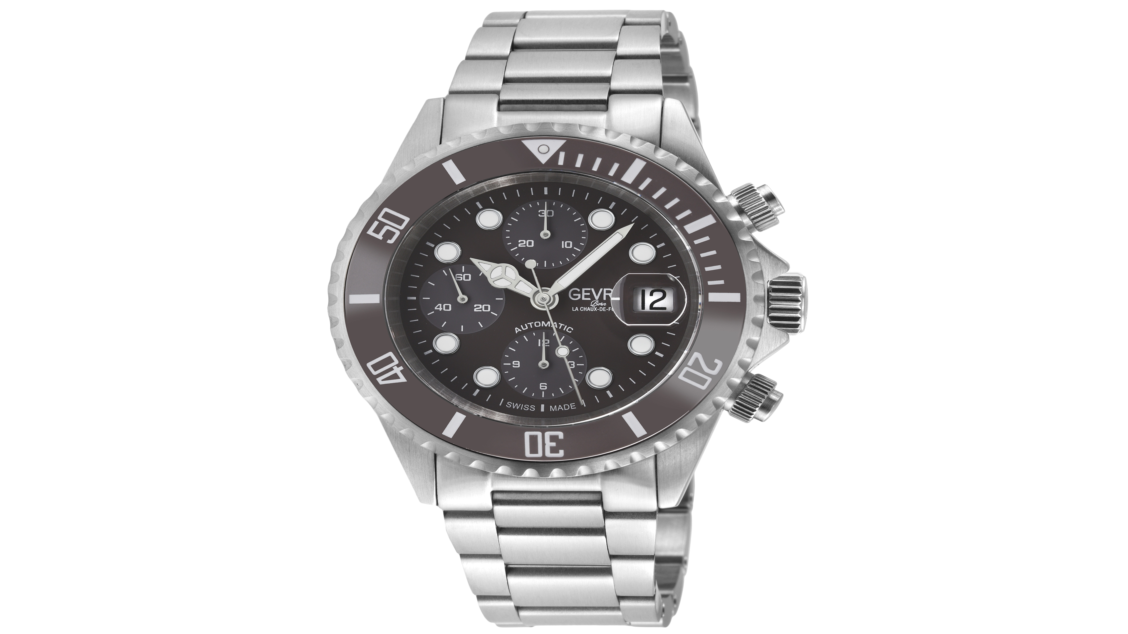Gevril Men's Wall Street Chrono Silver-Tone Stainless Steel Watch 43mm