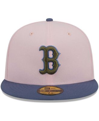 Men's Pink, Blue Boston Red Sox Olive Undervisor 59FIFTY Fitted Hat