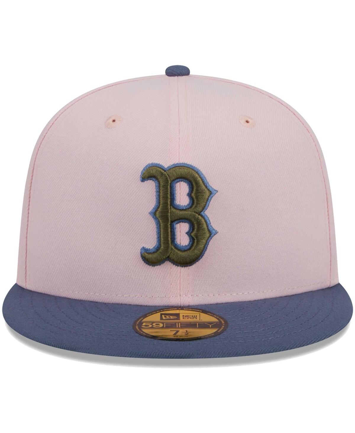 New Era Men's  Pink, Blue Boston Red Sox Olive Undervisor 59fifty Fitted Hat In Pink,blue