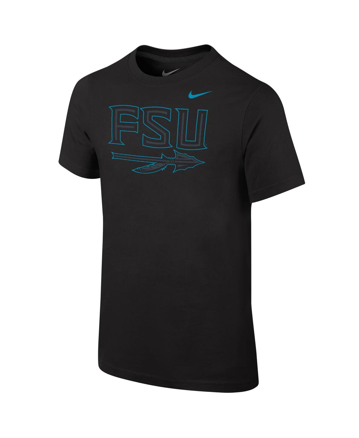 Shop Nike Big Boys  Black Florida State Seminoles Heritage Wordmark T-shirt