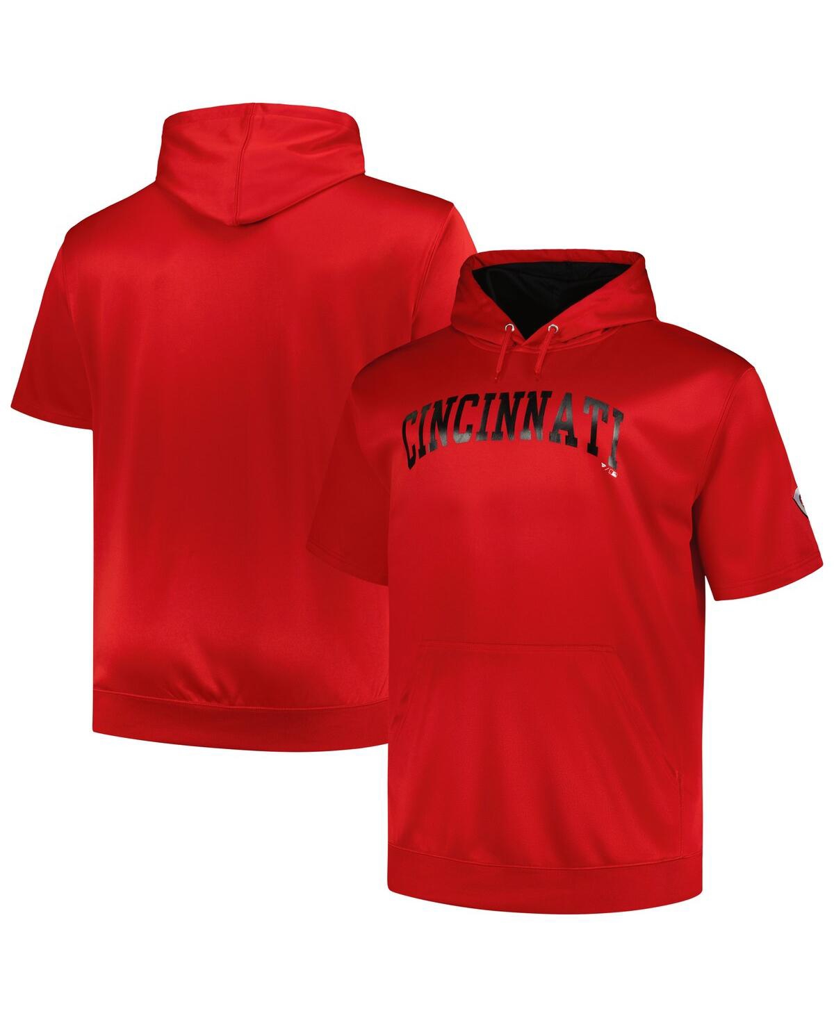 PROFILE MEN'S PROFILE RED CINCINNATI REDS BIG AND TALL CONTRAST SHORT SLEEVE PULLOVER HOODIE