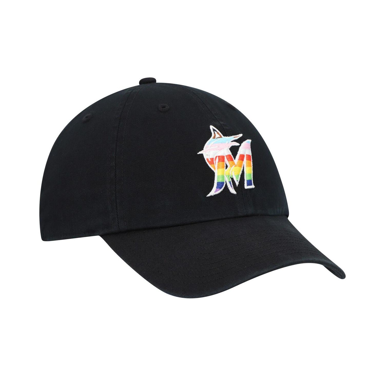 Men's Black Miami Marlins Team Pride Clean Up Adjustable Hat
