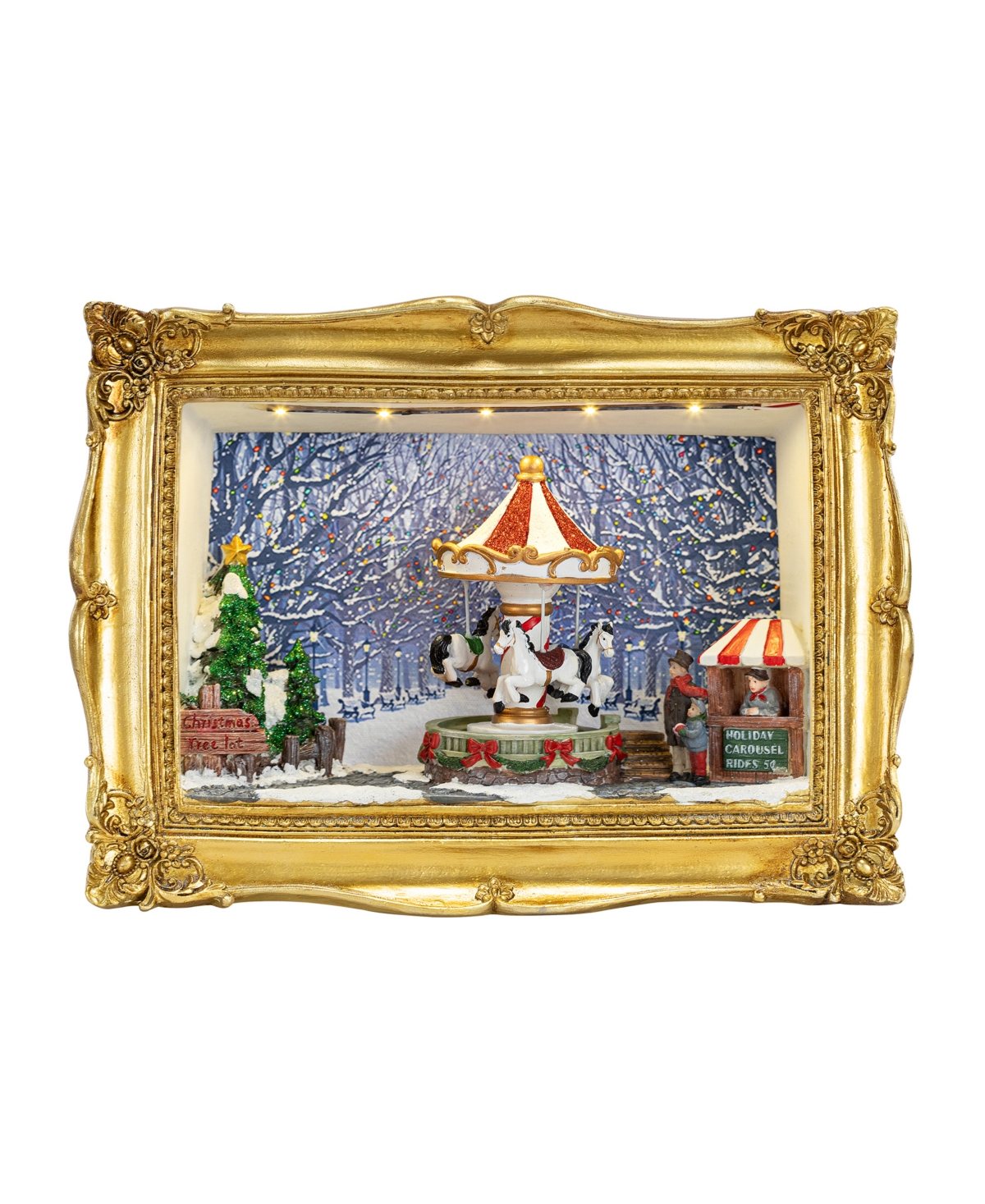 Mr. Christmas 90th Anniversary Collection Animated Musical Frame Carousel Shadow Box In Gold