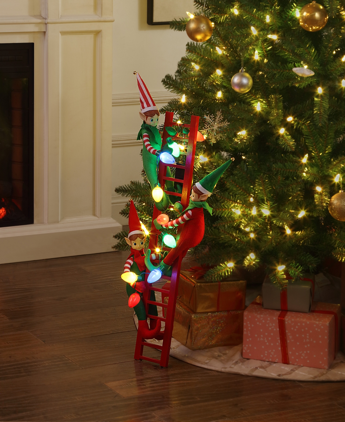 Mr. Christmas 27.5" Led Elves Tree Trimmer In Red