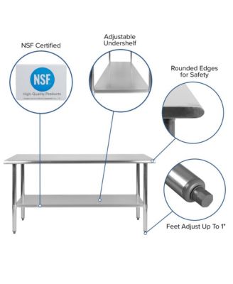 Stainless Steel 18 Gauge Prep And Work Table With Undershelf