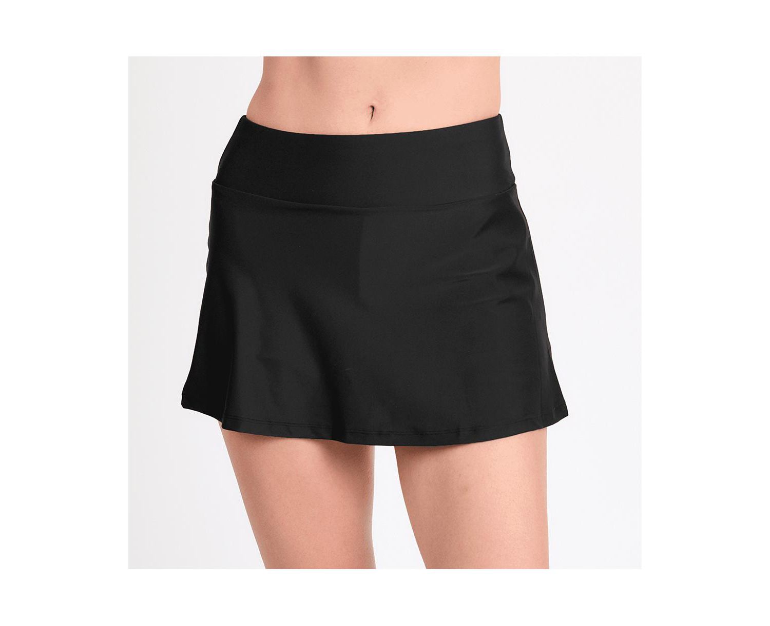Women's Chlorine Resistant High Waisted Mini Swim Skirt With Shorts