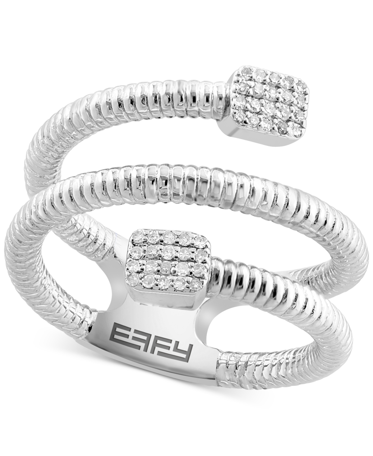 Effy Diamond Square Cluster Coil Ring (1/10 ct. t.w.) in Sterling Silver - Sterling Silver