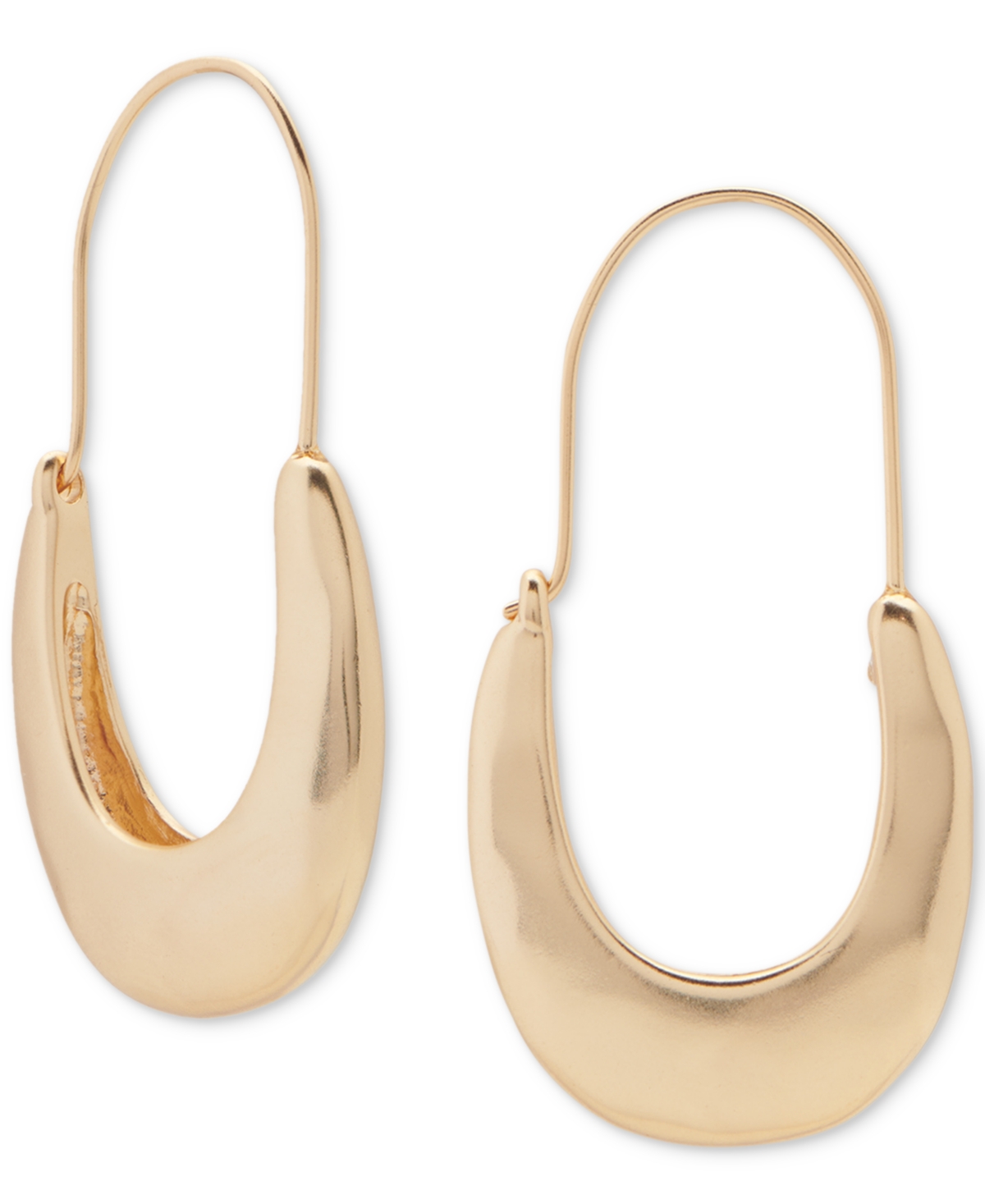 Lucky Brand Gold-tone Hammered Modern Hoop Earrings, 1-1/4"
