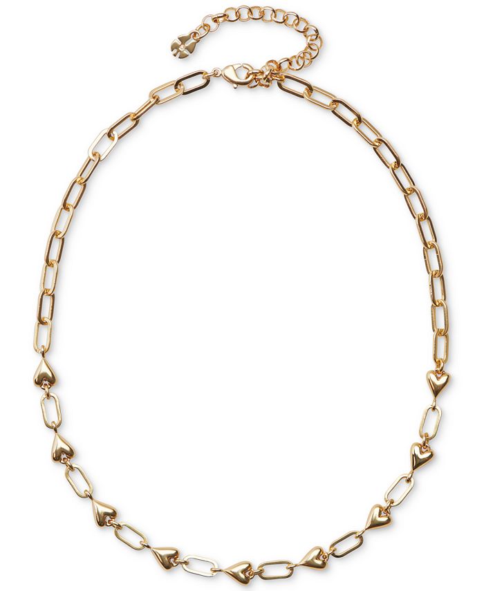 Lucky Brand Gold-Tone Heart Link Collar Necklace, 15-3/4