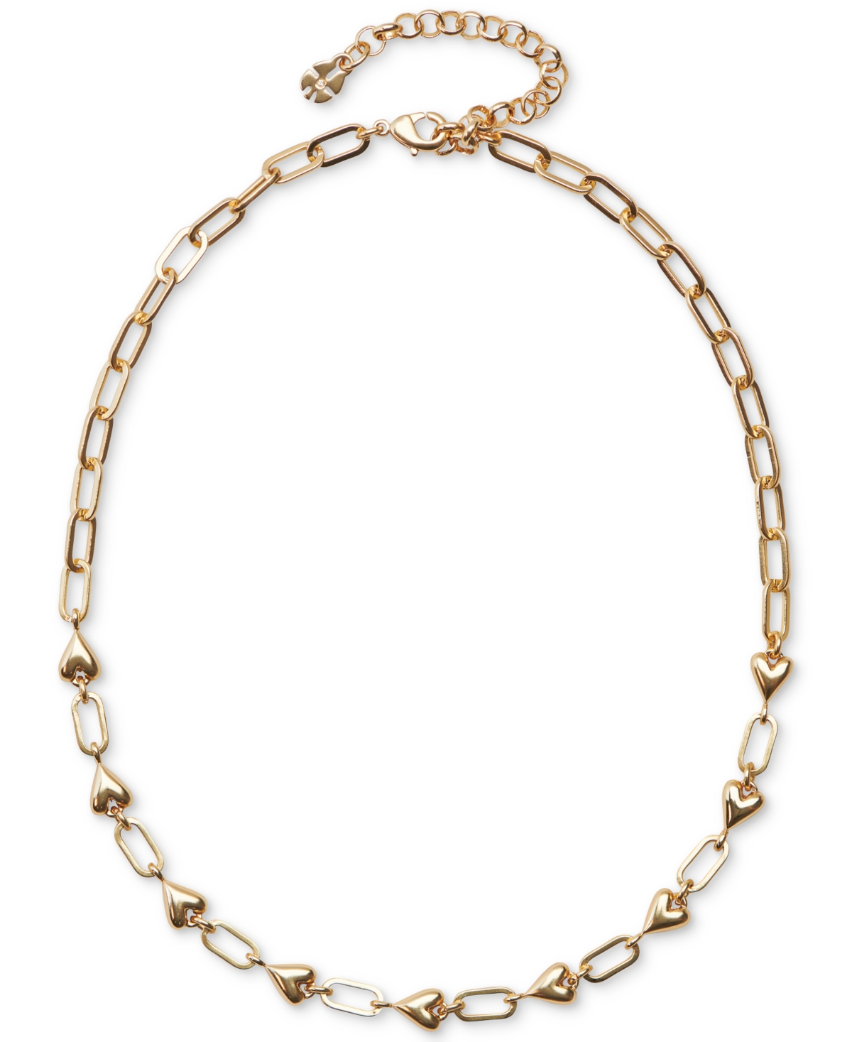 Lucky Brand Gold-tone Heart Link Collar Necklace, 15-3/4" + 3" Extender