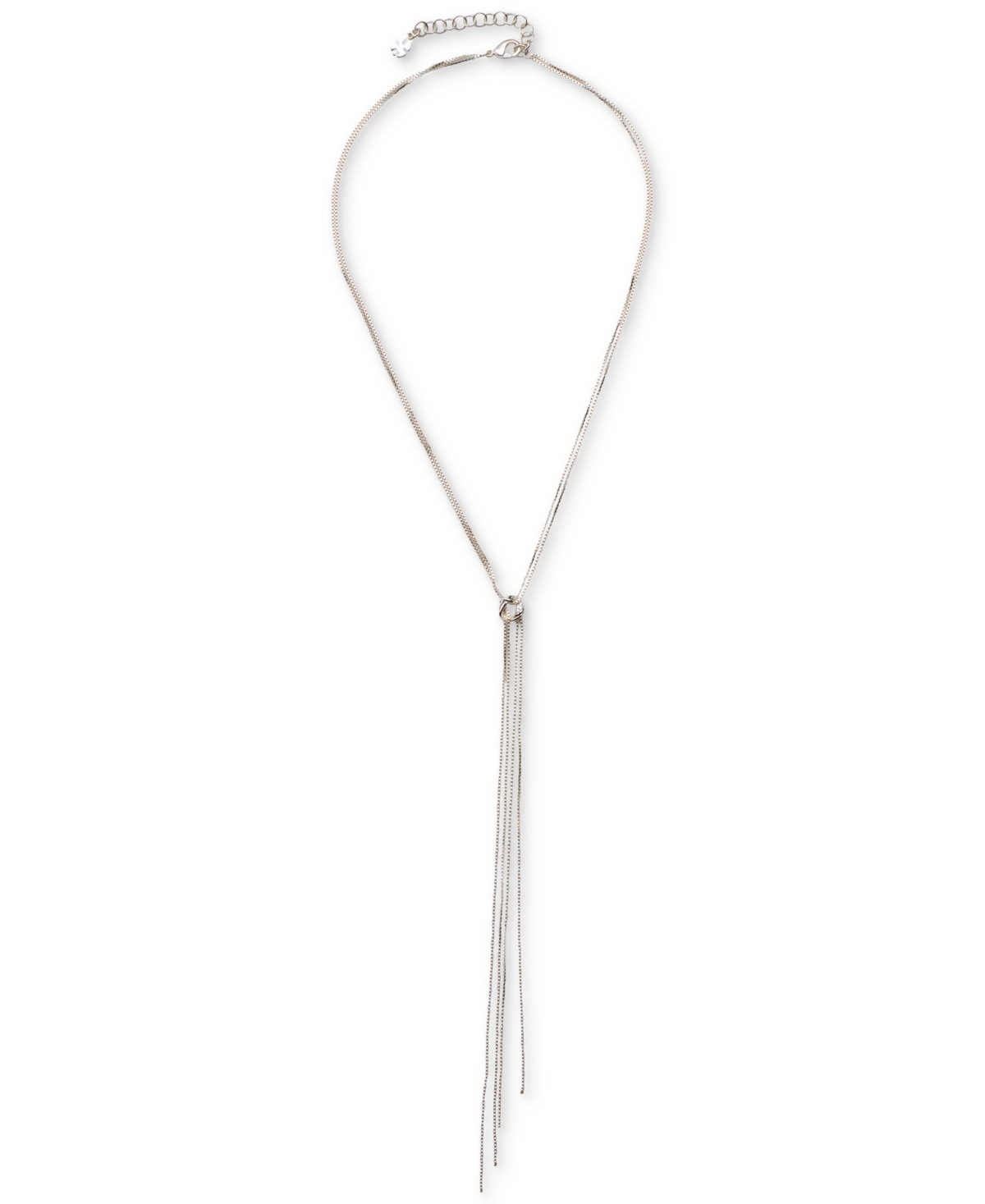 Shop Lucky Brand Silver-tone Knotted Lariat Necklace, 17" + 3" Extender