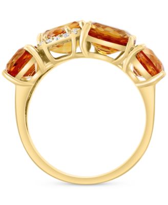 EFFY&reg; Citrine (11-3/8 ct. t.w.) & Diamond (1/6 ct. t.w.) Halo Cluster Ring in 14k Gold