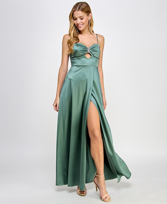 Jump Juniors' Embellished Sweetheart-Neck Cutout Gown - Macy's