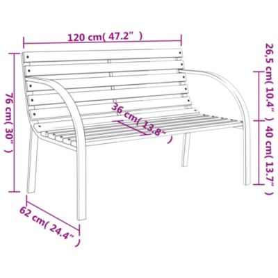 Garden Bench Grey and Wood Wood and Iron 47.2 in Durable