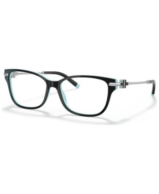 Tiffany & Co. TF2207 Women's Rectangle Eyeglasses - Black On Tiffany Blue