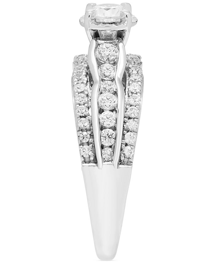 Macy's Diamond Halo Multirow Engagement Ring (1 ct. t.w.) in 14k White ...