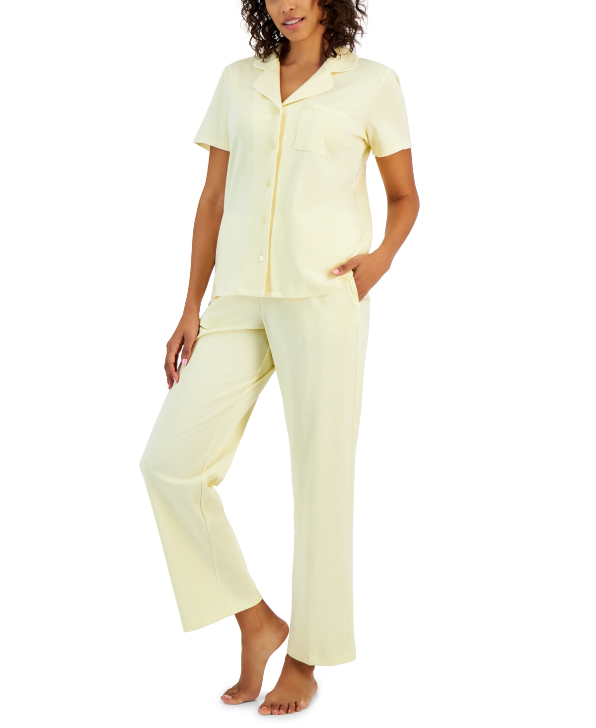 Charter Club Women's 2-pc. Notched-collar Pajamas Set, Created For Macy's In Summer Moon