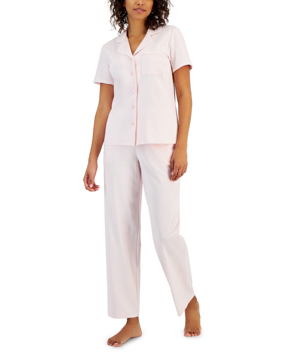 Charter Club Women's 2-pc. Notched-collar Pajamas Set, Created For Macy's In Baby Shower Pnk