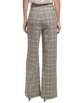 Petite Plaid-Print Wide-Leg Essex Pants