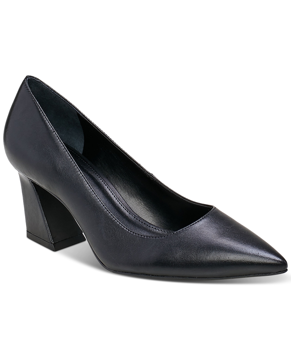 Shop Vince Camuto Women's Hailenda Pointed-toe Flare-heel Pumps In Black Leather