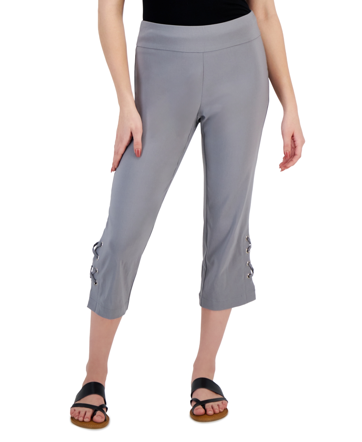 JM COLLECTION PETITE SIDE-LACE-UP CAPRI PANTS, CREATED FOR MACY'S 