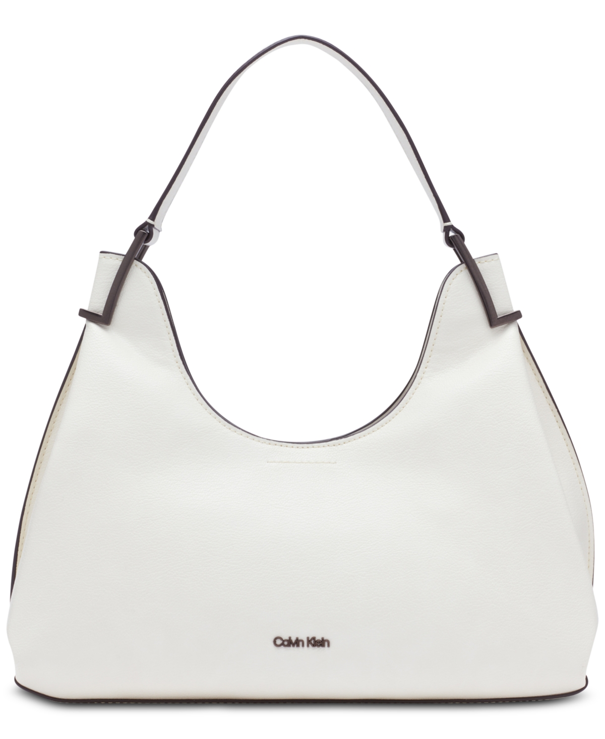 Calvin Klein Falcon Shoulder Bag With Snap Closure In Cherub White