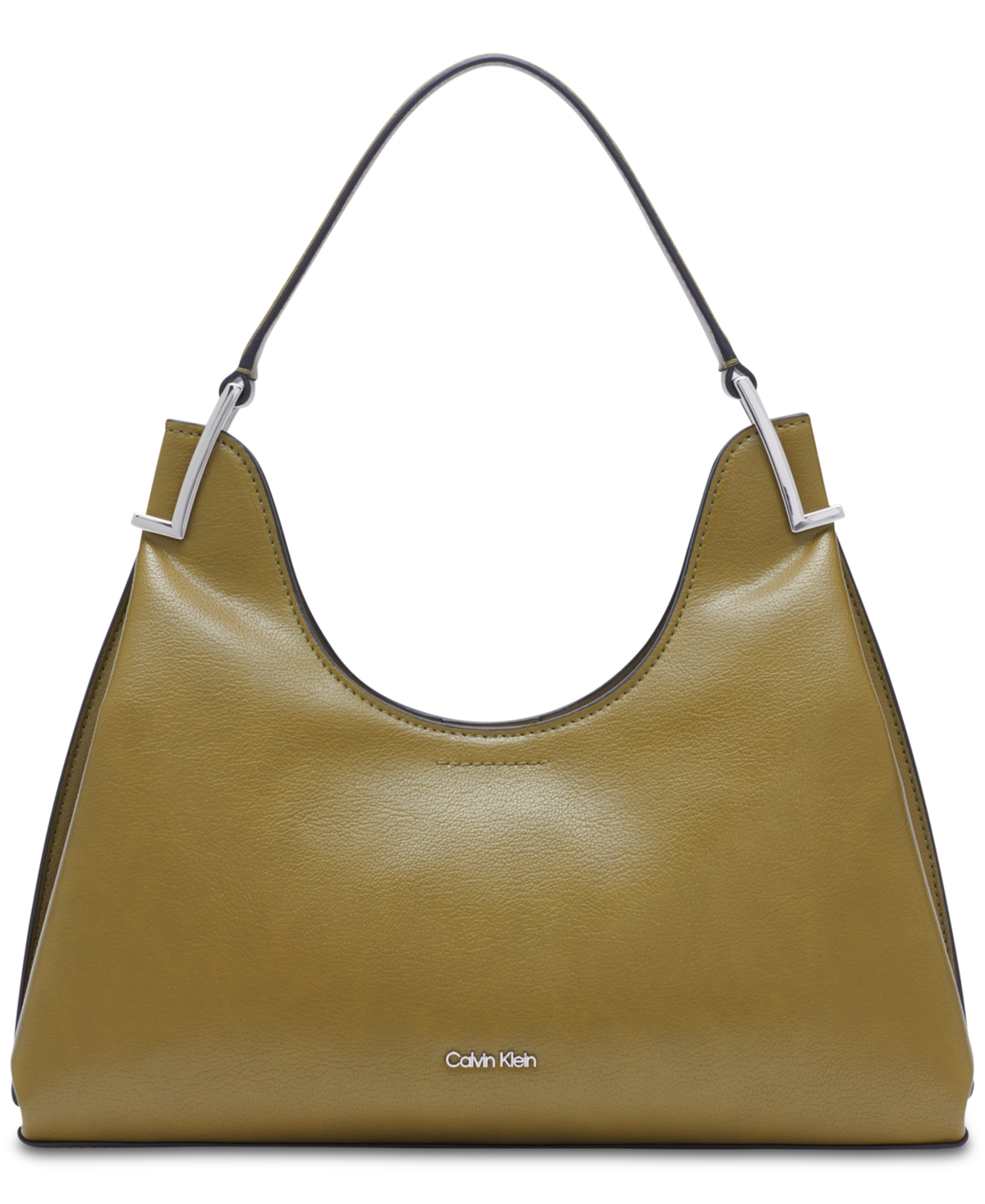 Calvin Klein Falcon Shoulder Bag With Snap Closure In Olive Branch
