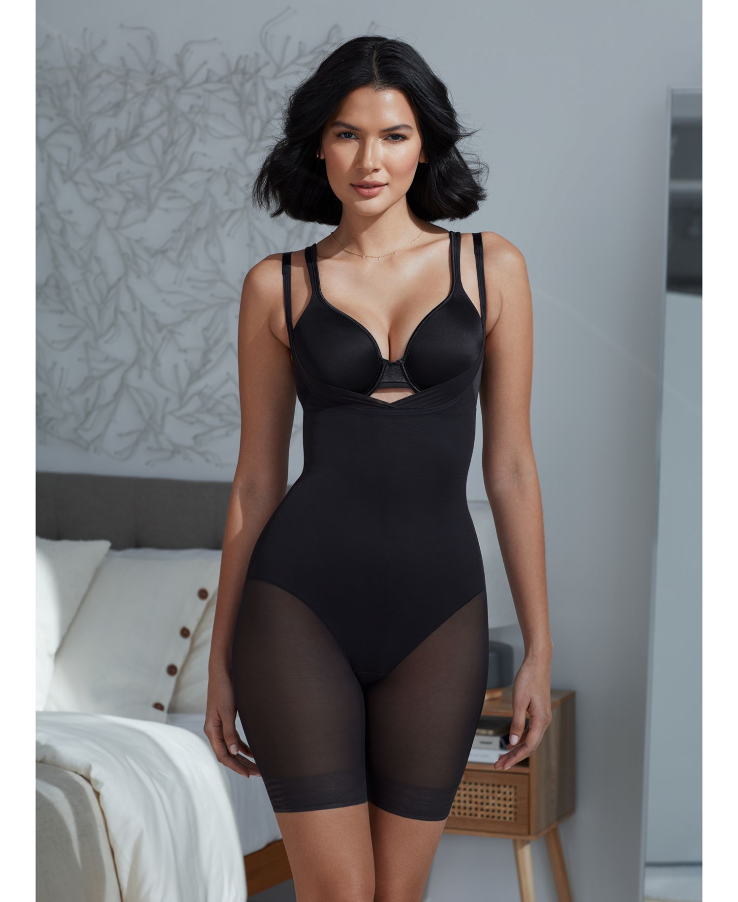 Women's Sexy Sheer Extra Firm Wear Your Own Bra Thigh Slimmer 2781