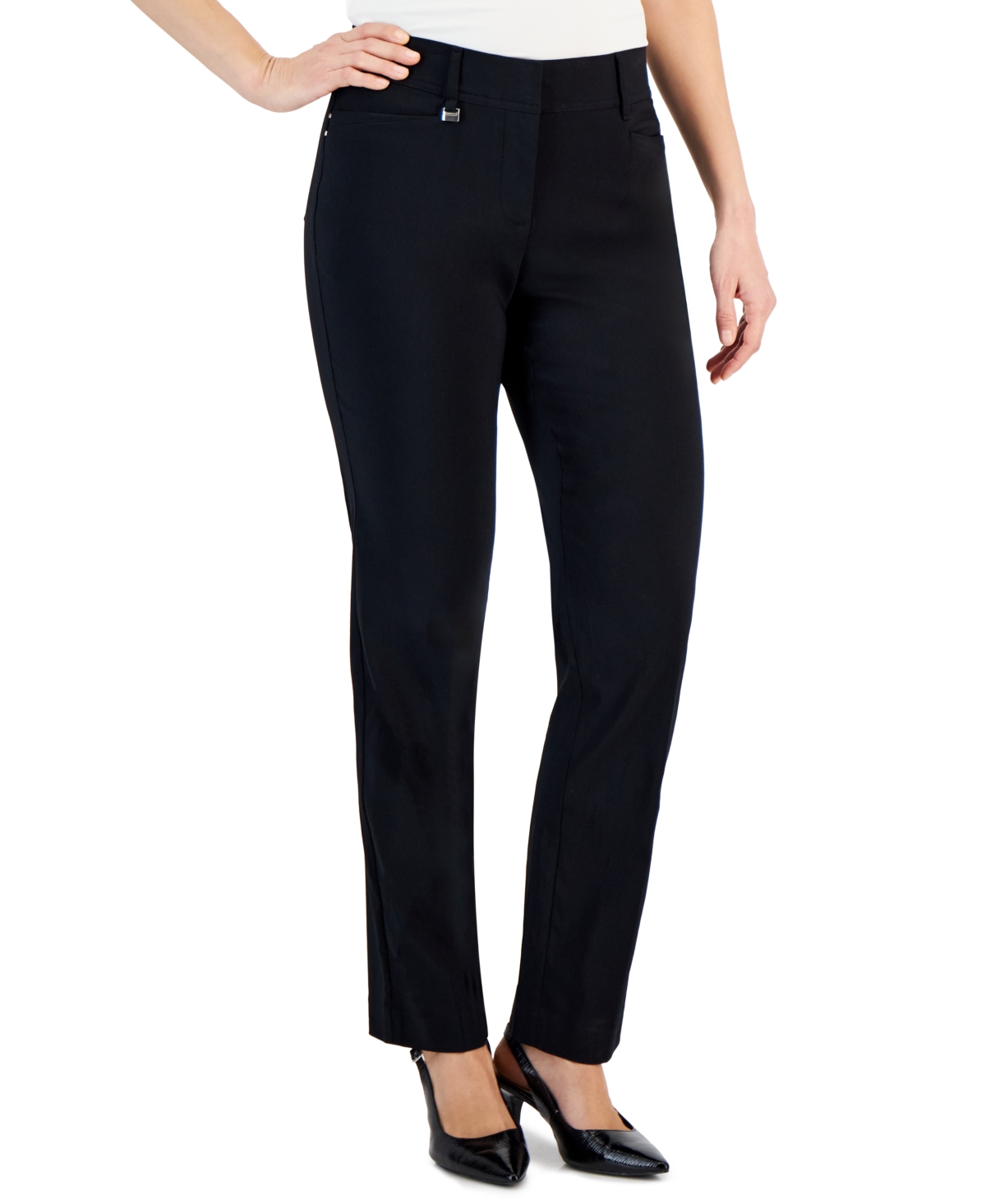 Jm Collection Petite Curvy Straight Leg Pants, Petite & Petite Short, Created For Macy's In Black