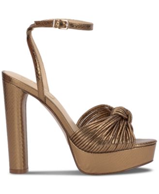 Jessica Simpson Women Jessica Simpson Silver Metallic Knotted Platform Heel with Ankle Strap Size 8.5 main image 0