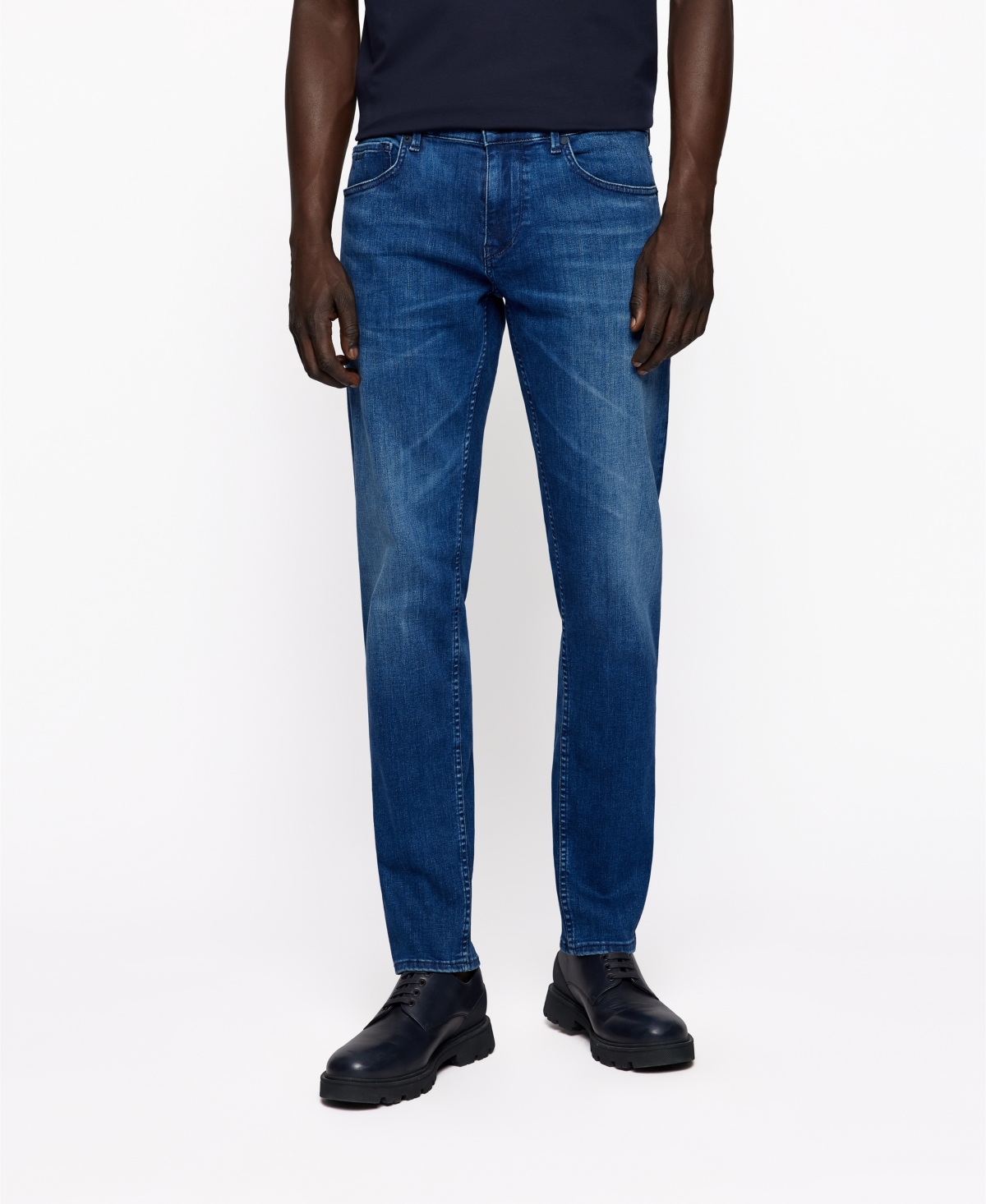 Hugo Boss Slim-fit Jeans In Coal-navy Italian Denim In Navy