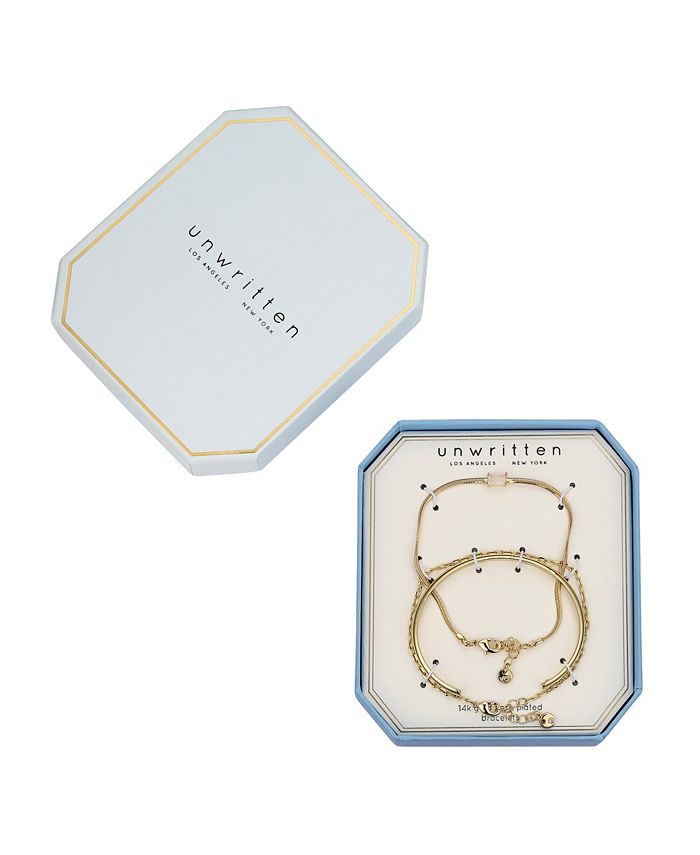 Unwritten White Crystal Stone 3-Piece Bracelet Set - Macy's