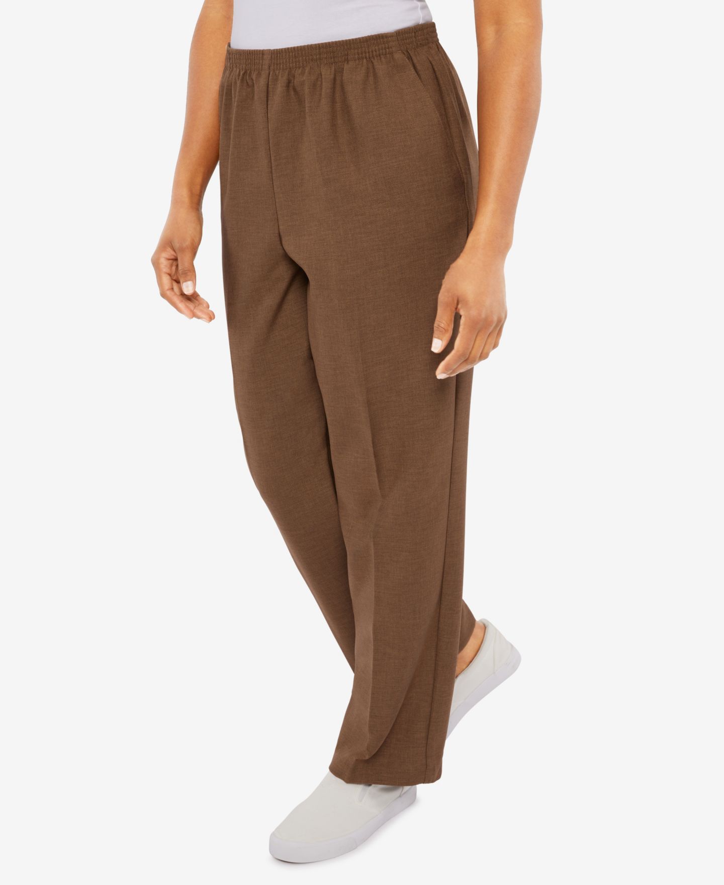 Женские брюки Alfred Dunner Petite Short Classic Textured Solid Pull-On, цвет: Серо-коричневый — фото 3