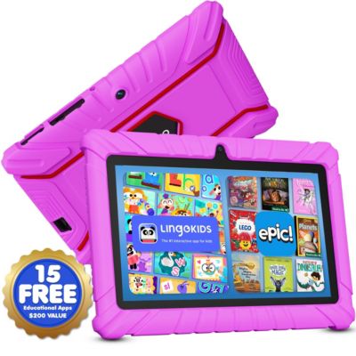 V8 Kids Tablet 32GB, 7” Screen WiFi Learning Device with Parental Controls, Shockproof Case, Epic! & LingoKids Apps