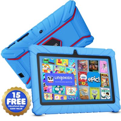 V8 Kids Tablet 32GB, 7” Screen WiFi Learning Device with Parental Controls, Shockproof Case, Epic! & LingoKids Apps